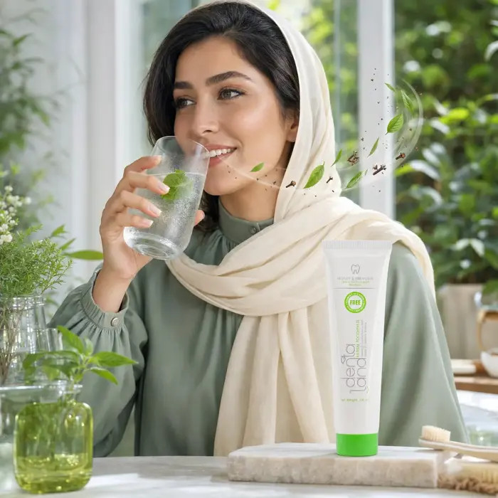 خمیردندان گیاهی دنتالند حاوی عصاره میخک و درخت چای با طعم ریحان